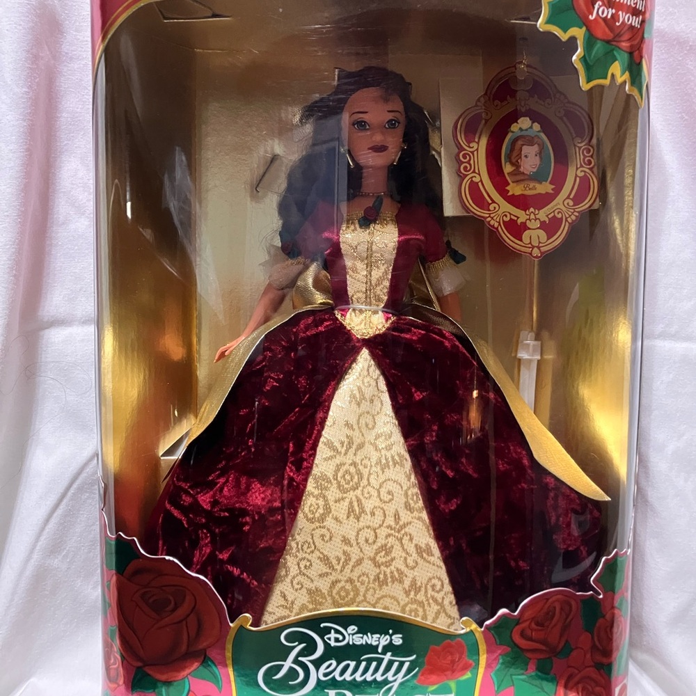 Disney Belle Doll in Burgundy and Gold Gown